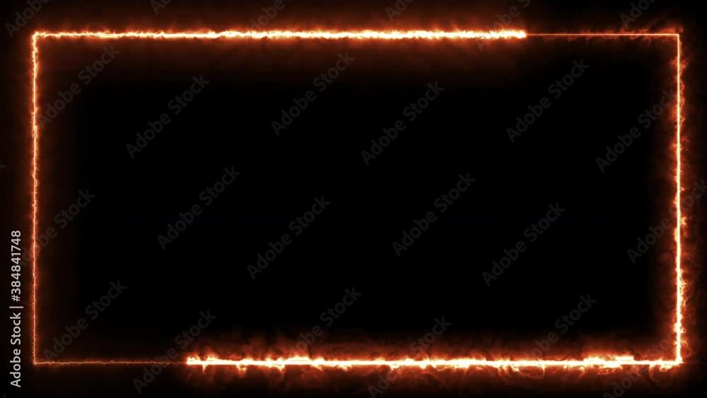 Poster abstract fire fution rectangular frame on dark night background