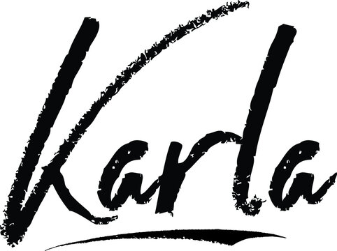 Karla-Female name Modern Brush Calligraphy on White Background