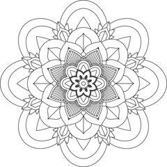 Easy Mandala coloring book simple and basic for beginners, seniors and children. Set of Mehndi flower pattern for Henna drawing and tattoo. Decoration in ethnic oriental, Indian style.
