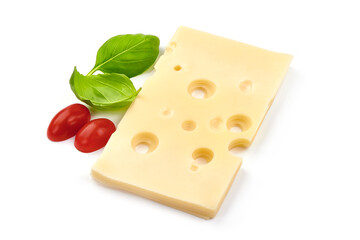 Maasdam cheese, isolated on white background