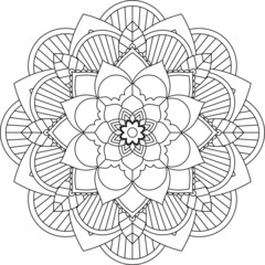 Easy Mandala coloring book simple and basic for beginners, seniors and children. Set of Mehndi flower pattern for Henna drawing and tattoo. Decoration in ethnic oriental, Indian style.