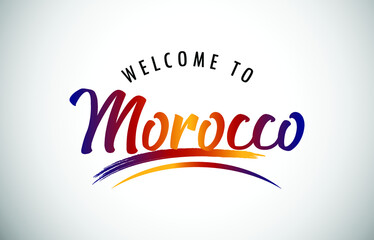 Morocco Welcome To Message in Beautiful Colored Modern Gradients Vector Illustration.