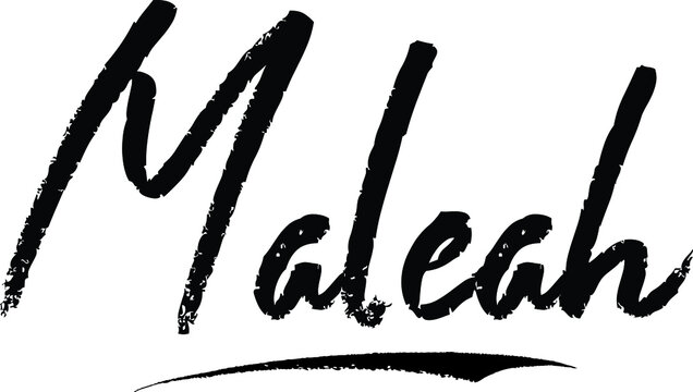Maleah-Female name Modern Brush Calligraphy on White Background