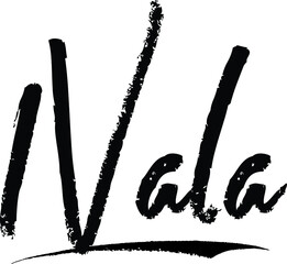 Nala-Female name Modern Brush Calligraphy on White Background