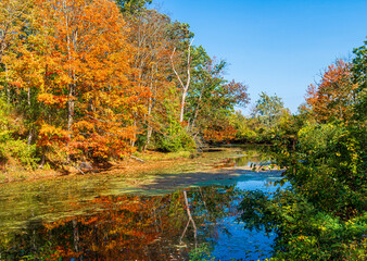 Fototapeta na wymiar Autumn in Windsor Locks, Connecticut