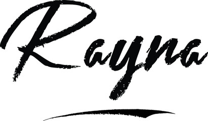 Rayna-Female name Modern Brush Calligraphy on White Background