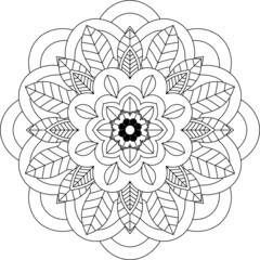 Easy Mandala coloring book simple and basic for beginners, seniors and children. Set of Mehndi flower pattern for Henna drawing and tattoo. Decoration in ethnic oriental, Indian style.