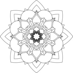 Easy Mandala coloring book simple and basic for beginners, seniors and children. Set of Mehndi flower pattern for Henna drawing and tattoo. Decoration in ethnic oriental, Indian style.