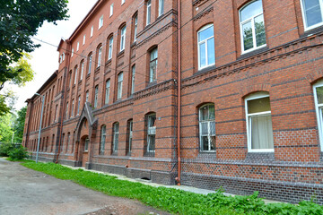 Fototapeta na wymiar Fragment of the building of the Lebenikht hospital (1903). Kaliningrad