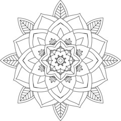 Easy Mandala coloring book simple and basic for beginners, seniors and children. Set of Mehndi flower pattern for Henna drawing and tattoo. Decoration in ethnic oriental, Indian style.