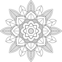 Easy Mandala coloring book simple and basic for beginners, seniors and children. Set of Mehndi flower pattern for Henna drawing and tattoo. Decoration in ethnic oriental, Indian style.