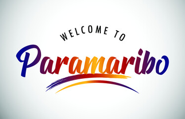 Paramaribo Welcome To Message in Beautiful Colored Modern Gradients Vector Illustration.