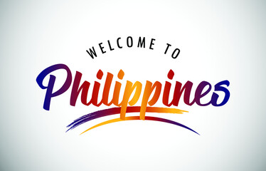 Philippines Welcome To Message in Beautiful Colored Modern Gradients Vector Illustration.