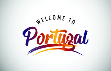 Portugal Welcome To Message in Beautiful Colored Modern Gradients Vector Illustration.