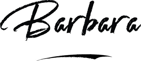 Barbara-Female name Modern Brush Calligraphy on White Background