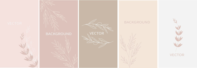 Obraz premium Set of vector abstract backgrounds with copy space for text. Design for social media, story, card, invitation, feed post. Doodle style.