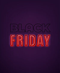 Black friday banner with neon text effect