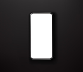 Black smartphone on black background vector mockup