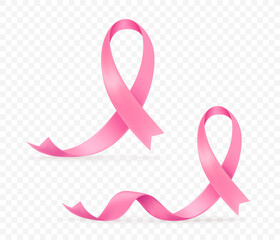 World breast cancer pink silk ribbon vector set