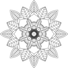 Easy Mandala coloring book simple and basic for beginners, seniors and children. Set of Mehndi flower pattern for Henna drawing and tattoo. Decoration in ethnic oriental, Indian style.