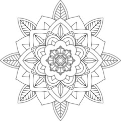 Easy Mandala coloring book simple and basic for beginners, seniors and children. Set of Mehndi flower pattern for Henna drawing and tattoo. Decoration in ethnic oriental, Indian style.