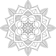 Easy Mandala coloring book simple and basic for beginners, seniors and children. Set of Mehndi flower pattern for Henna drawing and tattoo. Decoration in ethnic oriental, Indian style.