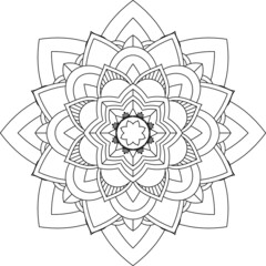 Easy Mandala coloring book simple and basic for beginners, seniors and children. Set of Mehndi flower pattern for Henna drawing and tattoo. Decoration in ethnic oriental, Indian style.