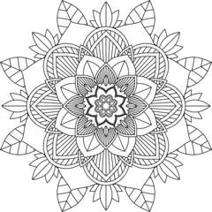 Easy Mandala coloring book simple and basic for beginners, seniors and children. Set of Mehndi flower pattern for Henna drawing and tattoo. Decoration in ethnic oriental, Indian style.