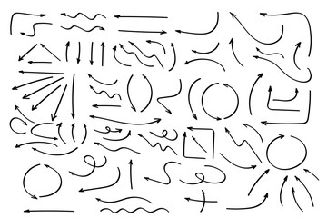 Doodle symbols. Pointer icons. Pointer graphic symbols.