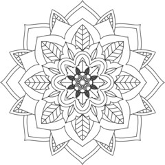 Easy Mandala coloring book simple and basic for beginners, seniors and children. Set of Mehndi flower pattern for Henna drawing and tattoo. Decoration in ethnic oriental, Indian style.