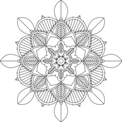 Easy Mandala coloring book simple and basic for beginners, seniors and children. Set of Mehndi flower pattern for Henna drawing and tattoo. Decoration in ethnic oriental, Indian style.