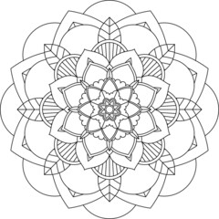 Fototapeta premium Easy Mandala coloring book simple and basic for beginners, seniors and children. Set of Mehndi flower pattern for Henna drawing and tattoo. Decoration in ethnic oriental, Indian style.