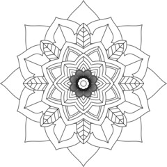 Easy Mandala coloring book simple and basic for beginners, seniors and children. Set of Mehndi flower pattern for Henna drawing and tattoo. Decoration in ethnic oriental, Indian style.