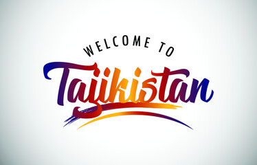 Tajikistan Welcome To Message in Beautiful Colored Modern Gradients Vector Illustration.