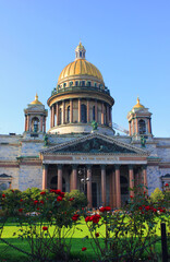 Saint Isaac's cathedral christian orthodox church architecture in St Petersburg, Russia