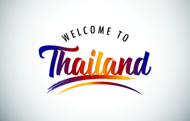 Thailand Welcome To Message in Beautiful Colored Modern Gradients Vector Illustration.