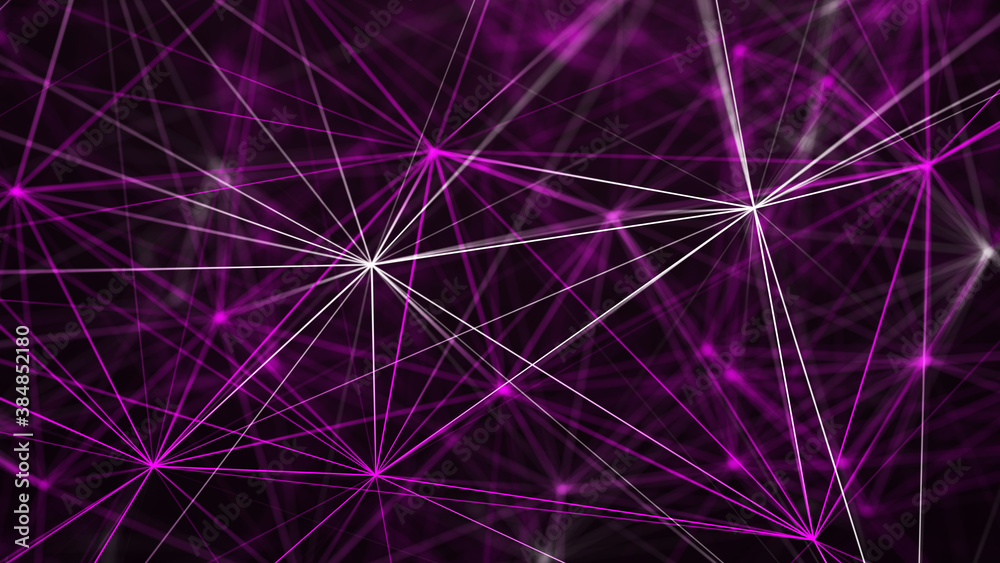 Poster digital plexus of glowing lines and dots. abstract background. 3d rendering. network or connection. 