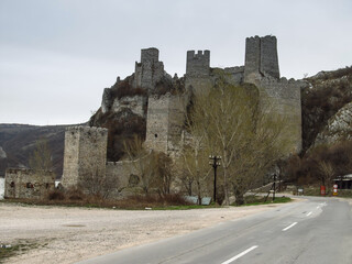 Fototapeta na wymiar Golubac Fortress - 12th century castle located at the entrance of river Danube.