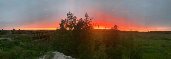 sunset over the river