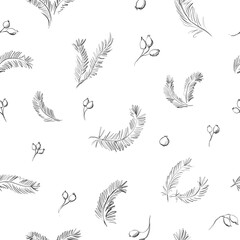 Muster mit Tannenzweigen und Hagebutten