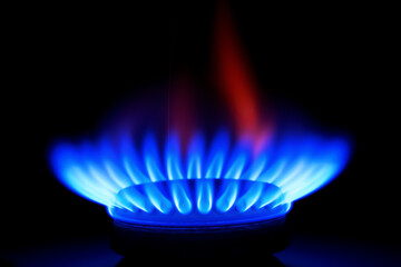 The burning hot plate is a beautiful blue color with red highlights