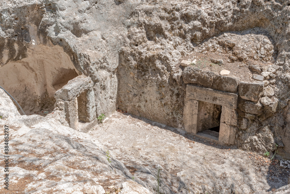 Wall mural The cave of Yitzhak Ze'ira son of Shim'on at Bet She'arim National Park in Kiryat Tivon, Israel