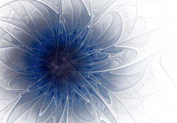 Abstract image. Fractal. Blue flower on a white background.