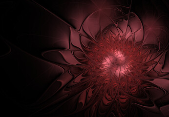 Abstract image. Fractal. Virtual red flower.