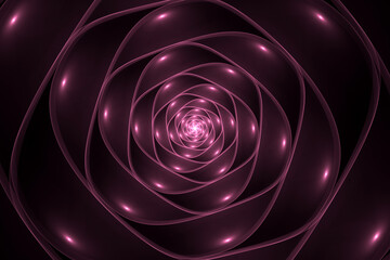 Abstract image. Fractal. Purple spiral with glow.