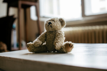 A Close Up Of Stuffed Bear On Table