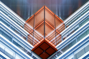 Interior of modern glass building