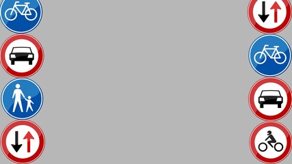 Illustration 3D of a grey background with road signs