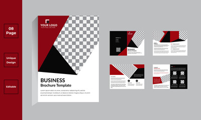 8 Pages Creative Business Brochure with modern abstract design. Use it business presentations and Multi Purpose design vector eps 10
