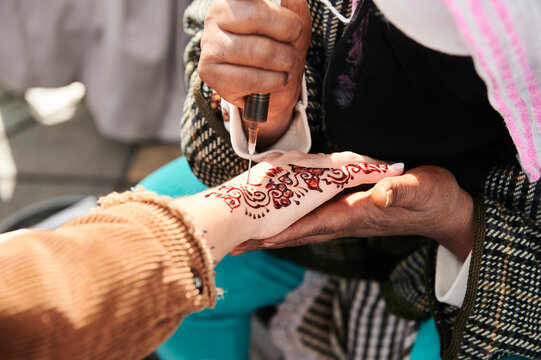 Henna tattoo in hand Morocco